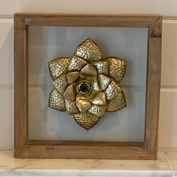 Metallic Gold Flower Wood Shadowbox Art - Picture 7 of 7